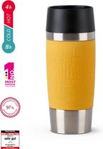 Emsa Travel Mug Isoleerbeker 0,36L RVS/Geel siliconen band