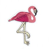 Tropische Roze Flamingo XL Strijk Embleem Patch 10.5 cm / 13.5 cm / Roze Geel