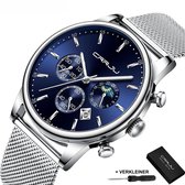 CRRJU® Horloges voor Mannen Herenhorloge Jongens Heren Watch Horloge – Horlogebox Geschenkdoos – Zilver Blauw