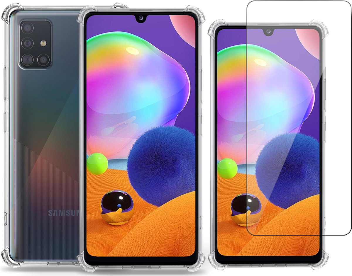 Hoesje geschikt voor Samsung Galaxy A31 - Screenprotector Glas - Shockline Case Cover Hoes
