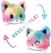 Omkeerbare Kat Knuffel - Regenboog / Rainbow- Mood Knuffel - Blij en Boos - Kat Knuffel Omkeerbaar - Cat Plush - Kat Emotie Knuffel - Reversible Plush -