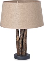 Home Sweet Home tafellamp Melrose - tafellamp Bindy Houten inclusief lampenkap - lampenkap 35/30/19cm - tafellamp hoogte 33 cm - geschikt voor E27 LED lamp - taupe
