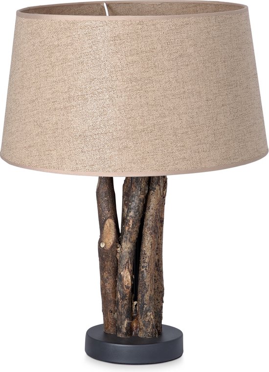 Home Sweet Home Lampe de table Bindy branches en bois avec abat-jour Melrose - Taupe