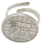 Ring gulden kwartje 25 cent jaartal 1994 Verzilverd