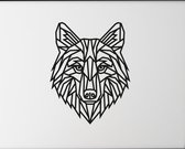 ByKemme® Muur Decoratie - Wand Decoratie - Huiskamer – Housewarming - Geometrisch - Wall Art - Dieren – Wolf – Geometrische Wolf – 51 cm breed x 65 cm hoog