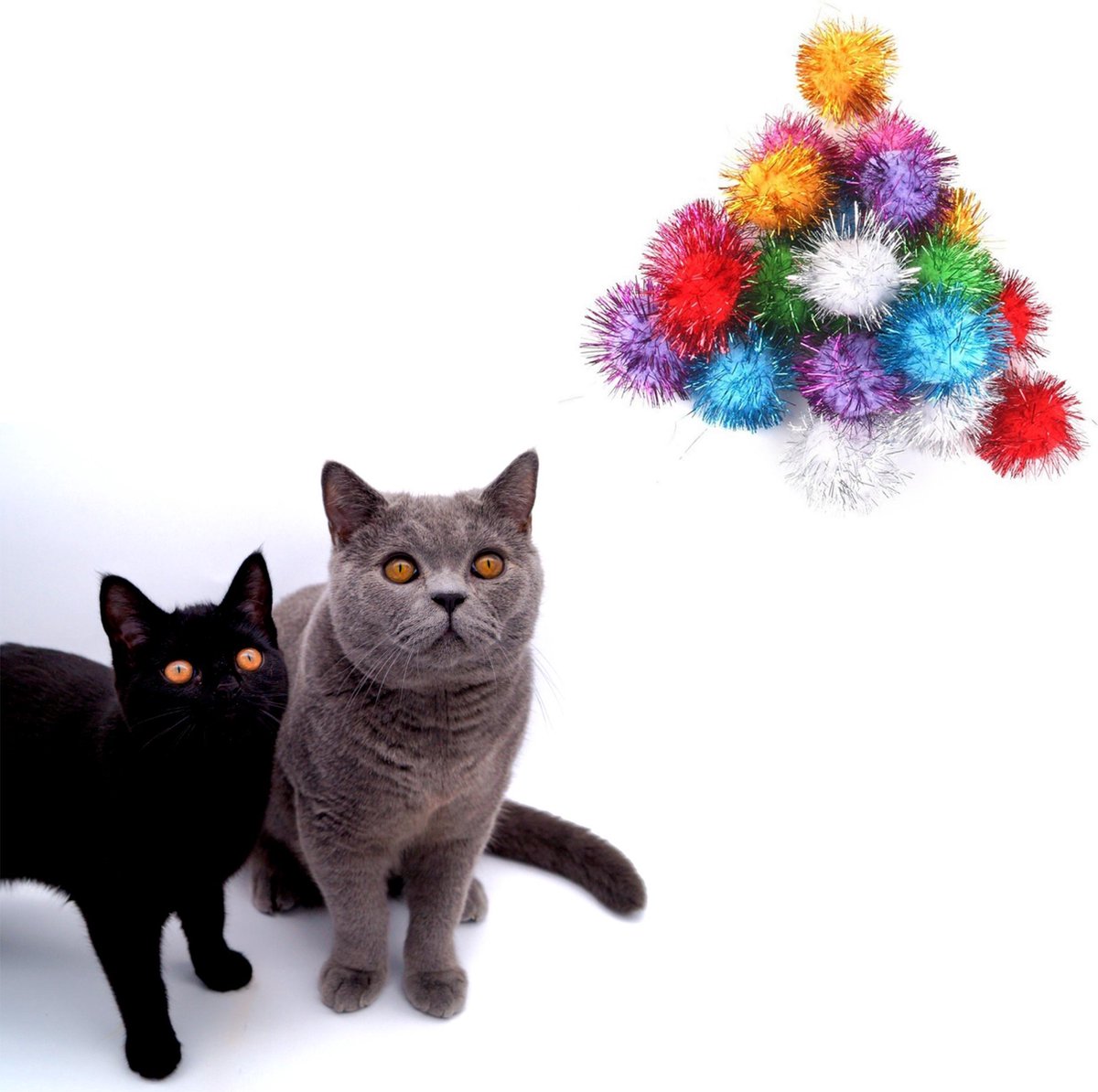 Make Me Purr Glitter Pompon Ballen - Kattenspeeltjes - Kattenspeelgoed - Speelgoed voor Katten - Kat Speeltje Bal - Kitten Speeltjes Balletjes - 10 Stuks - Make Me Purr