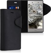 kalibri telefoonhoesje voor Sony Xperia XZ1 - Hoesje met pasjeshouder en standaard - zwart - Wallet case