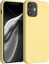 kwmobile telefoonhoesje voor Apple iPhone 12 mini - Hoesje met siliconen coating - Smartphone case in mat geel