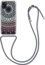 kwmobile telefoonhoesje voor Samsung Galaxy A21s - Hoesje met koord in poederroze / wit / transparant - Back cover voor smartphone
