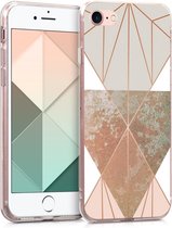 kwmobile telefoonhoesje voor Apple iPhone SE (2022) / SE (2020) / 8 / 7 - Hoesje voor smartphone in beige / roségoud / wit - Geometrische Driehoeken design