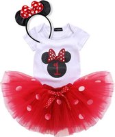 Minnie Mouse, verjaardagset, rood, 1 jaar, feestjurk (mt 80/86)