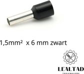 Adereindhuls 1,5 mm² x 6 mm zwart 100 stuks | Ferrule | Draadhuls | Adereindhulzen | Eindverbinder