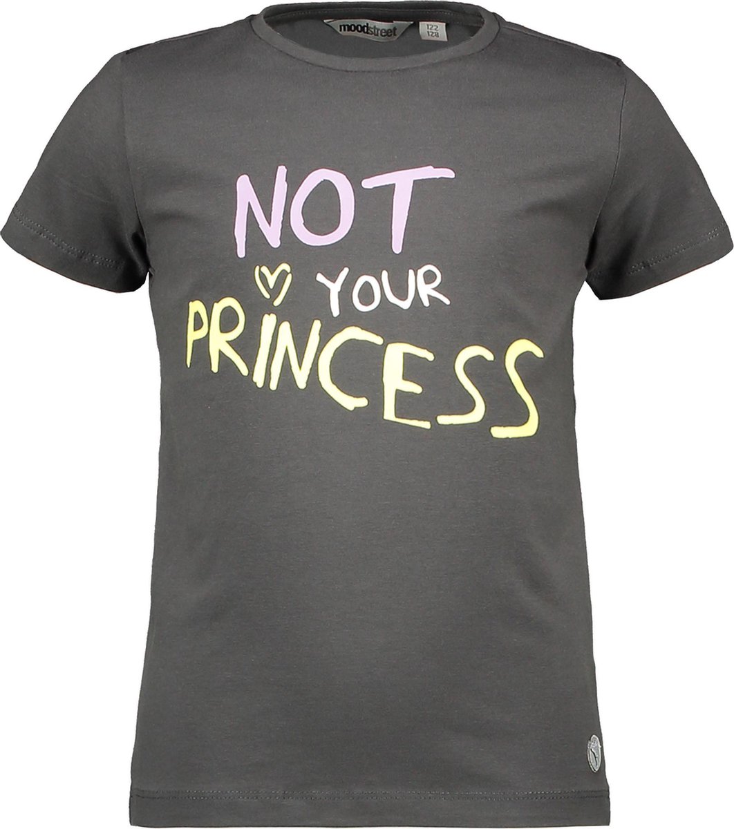 Moodstreet shirt donker grijs met print voor meisjes - maat 84/92