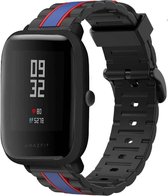 Siliconen Smartwatch bandje - Geschikt voor  Xiaomi Amazfit Bip Special Edition band - zwart/blauw - Horlogeband / Polsband / Armband