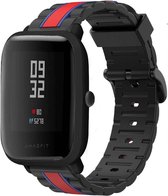 Siliconen Smartwatch bandje - Geschikt voor  Xiaomi Amazfit Bip Special Edition band - zwart/rood - Horlogeband / Polsband / Armband
