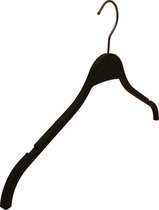 [Set van 5] Mat zwarte vol kunststof tophangers / kledinghangers / kleerhangers model "ZARA" met draaibare gun metal haak en rok inkepingen