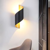 TDR - Moderne Wandlamp - Voor binnen of buiten - LED -  Zwart en goudkleurig
