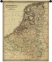 Wandkleed De wereld van toen in kaart - Groezelige kaart van Nederland Wandkleed katoen 90x120 cm - Wandtapijt met foto