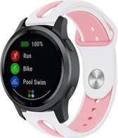 Siliconen Smartwatch bandje - Geschikt voor  Garmin Vivoactive 4 duo sport band - 45mm - wit/roze - Horlogeband / Polsband / Armband