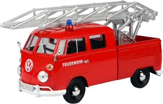 Volkswagen T1 Type 2 Pick up Brandweer 1950 "Ladder" Rood 1-24 Motormax