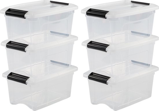 IRIS New Topbox Opbergbox - 5L - Kunststof - Transparant/Zwart - Set van 6  | bol.com