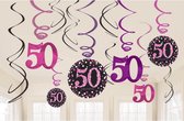 Amscan Decoratieslingers 50 Jaar Zwart/roze 18 Stuks
