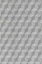 1x Friedola Universele Mat  3D Cube Grey | 200x65cm | Badmat Badkamermat Douchemat | Vierkanten grijs