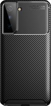 Shop4 - Samsung Galaxy S21 Hoesje - Zachte Back Case Carbon Zwart