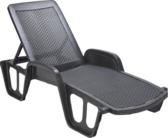 MaxxGarden ligbed - zwembad ligstoel - stapelbaar Zwart - 192 x 100 x 71 cm | bol.com