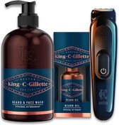 King C. Gillette Baardtrimmer Set + Baardkam en Toilettas