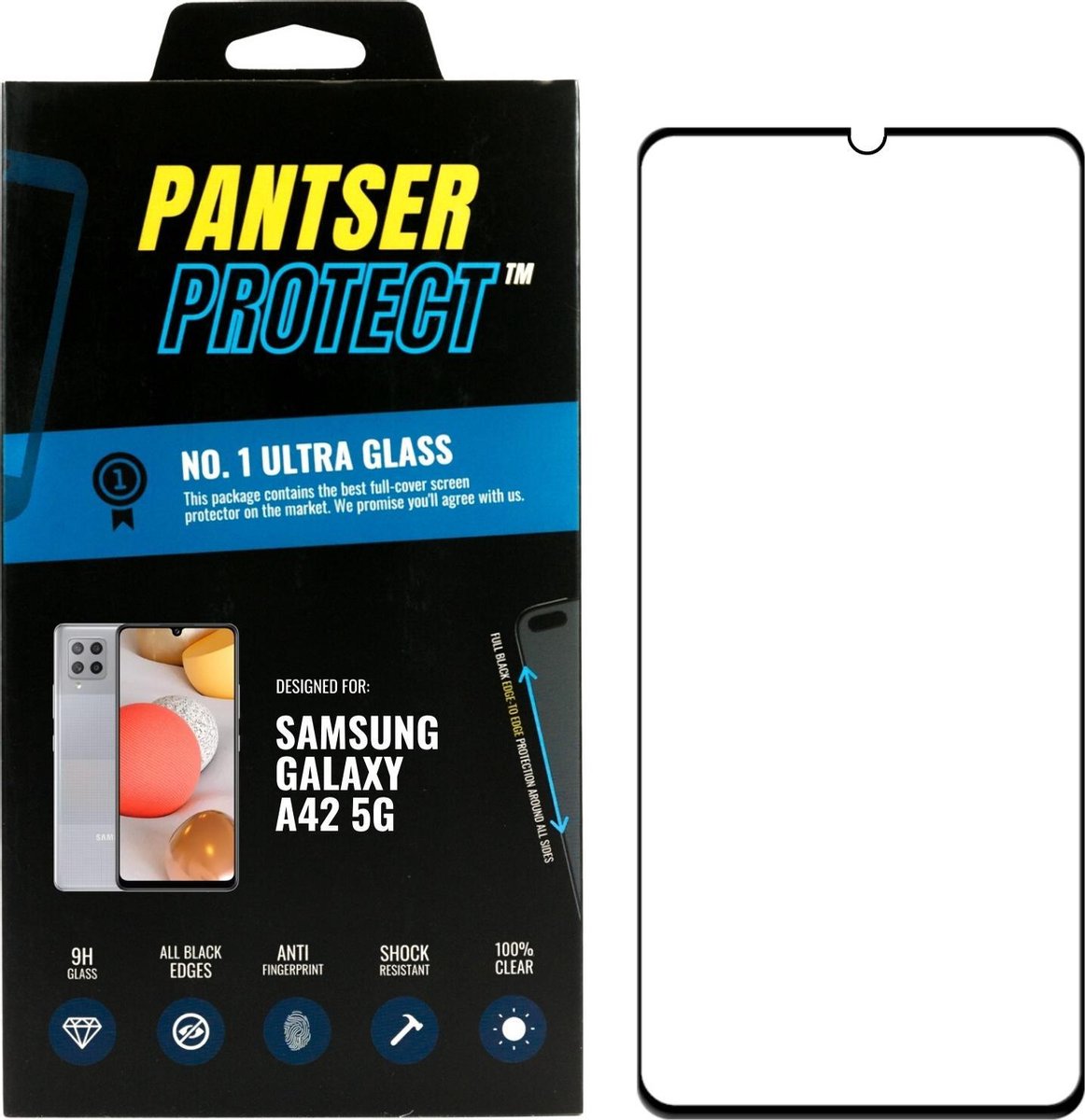Pantser Protect ™ Case Friendly Screenprotector Geschikt voor Samsung Galaxy A42 5G - Premium glazen full-cover Pantserglas Protector - Tempered Glass Bescherm Glas