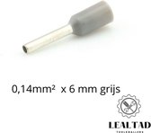Adereindhuls 0,14 mm² x 6 mm grijs 100 stuks | Ferrule | Draadhuls | Adereindhulzen | Eindverbinder