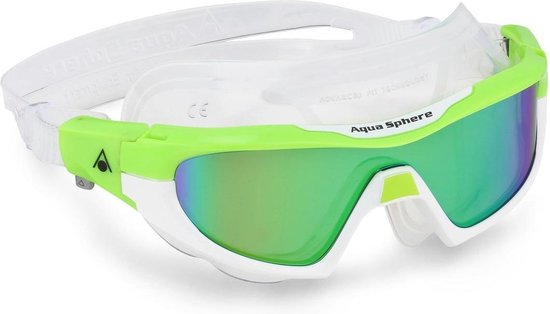 Aquasphere Vista Pro - Zwembril - Volwassenen - Mirrored Titanium Green Lens - Transparant