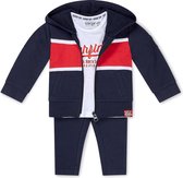 Dirkje - Boys 3 pce babysuit trousers Navy + white + red - maat 74