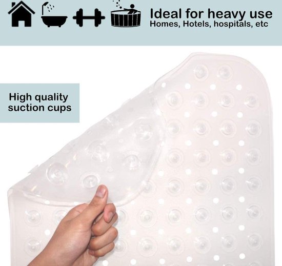 CleanBee - Extra lange antislip badmat - Schimmelbestendig - Wasmachinebestendig - Rubberen zuignapjes - 100 x 40cm - CleanBee