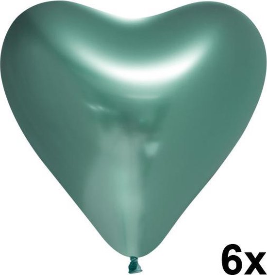 Chrome hart ballonnen Groen, 6 stuks, 30cm