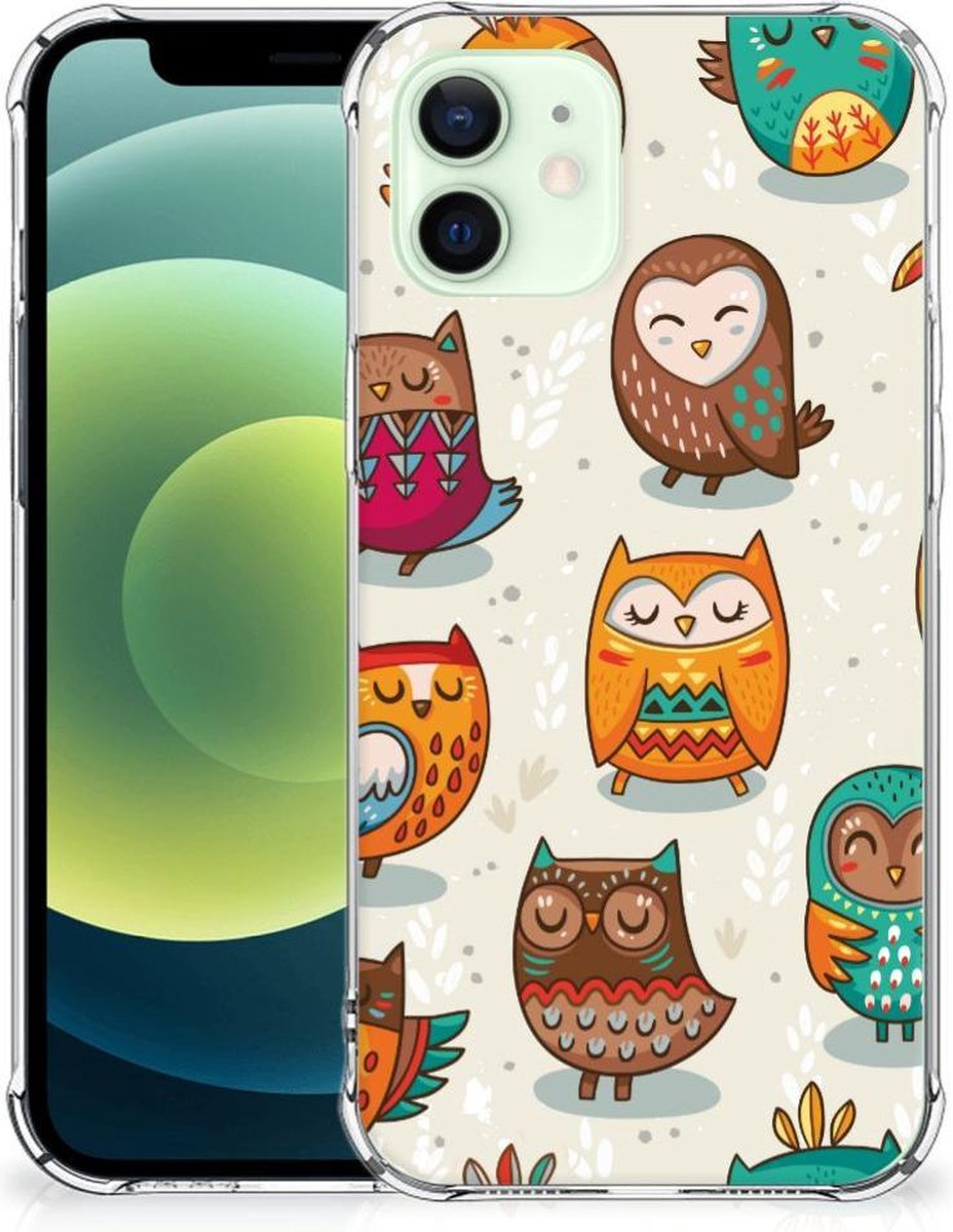 TPU Case Anti-Shock voor iPhone 12 Mini Case Anti-shock Vrolijke Uilen