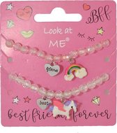 Armband best friends 2 stuks met eenhoorn en regenboog