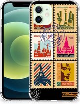 Telefoonhoesje  iPhone 12 Mini Leuk TPU Backcase met transparante rand Postzegels