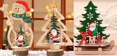 DearDeer® 3 verschillende kerstinterieurversieringen -kerstversieringen - Kerstman in Slee + Kerstboom + Sneeuwman