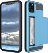 Hoesje voor Samsung Galaxy S20 - Hard case hoesje met ruimte voor pasjes - Blauw - Pasjeshouder telefoonhoesje -