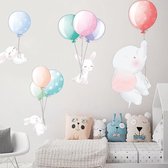 Muursticker | Olifant | Konijnen | Ballonen | Wanddecoratie | Muurdecoratie | Slaapkamer | Kinderkamer | Babykamer | Jongen | Meisje | Decoratie Sticker |