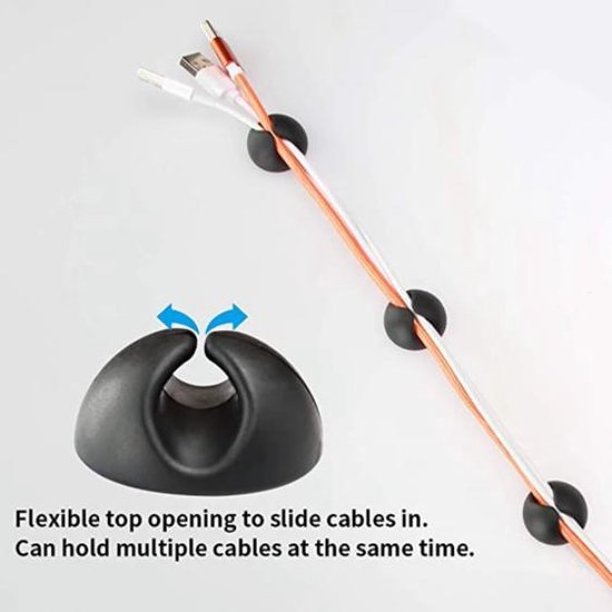 10 STUKS - Mini ronde Kabelhouders - Kabelorganisator - Thuiswerken -  Zelfklevende