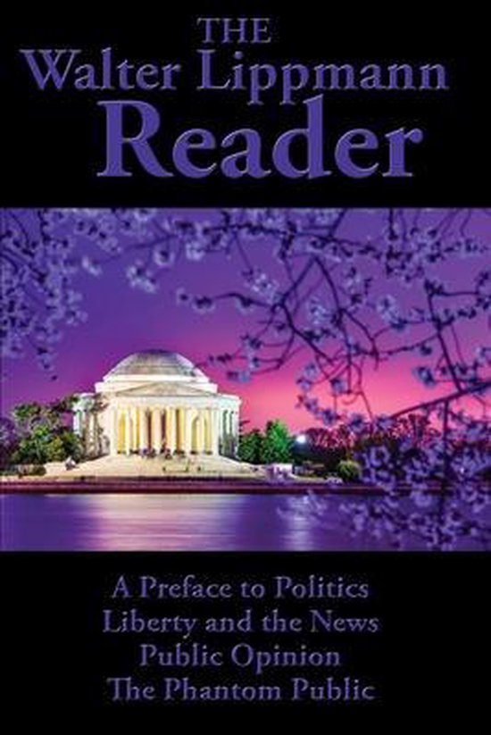 Boekomslag van "The Walter Lippmann Reader" met een afbeelding van het Thomas Jefferson Memorial bij zonsondergang.
