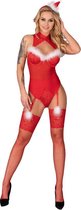 Sexy rode body voor kerst - kerst lingerie setje - luxe kerst string body - sexy lingerie kerst - LivCo Corsetti