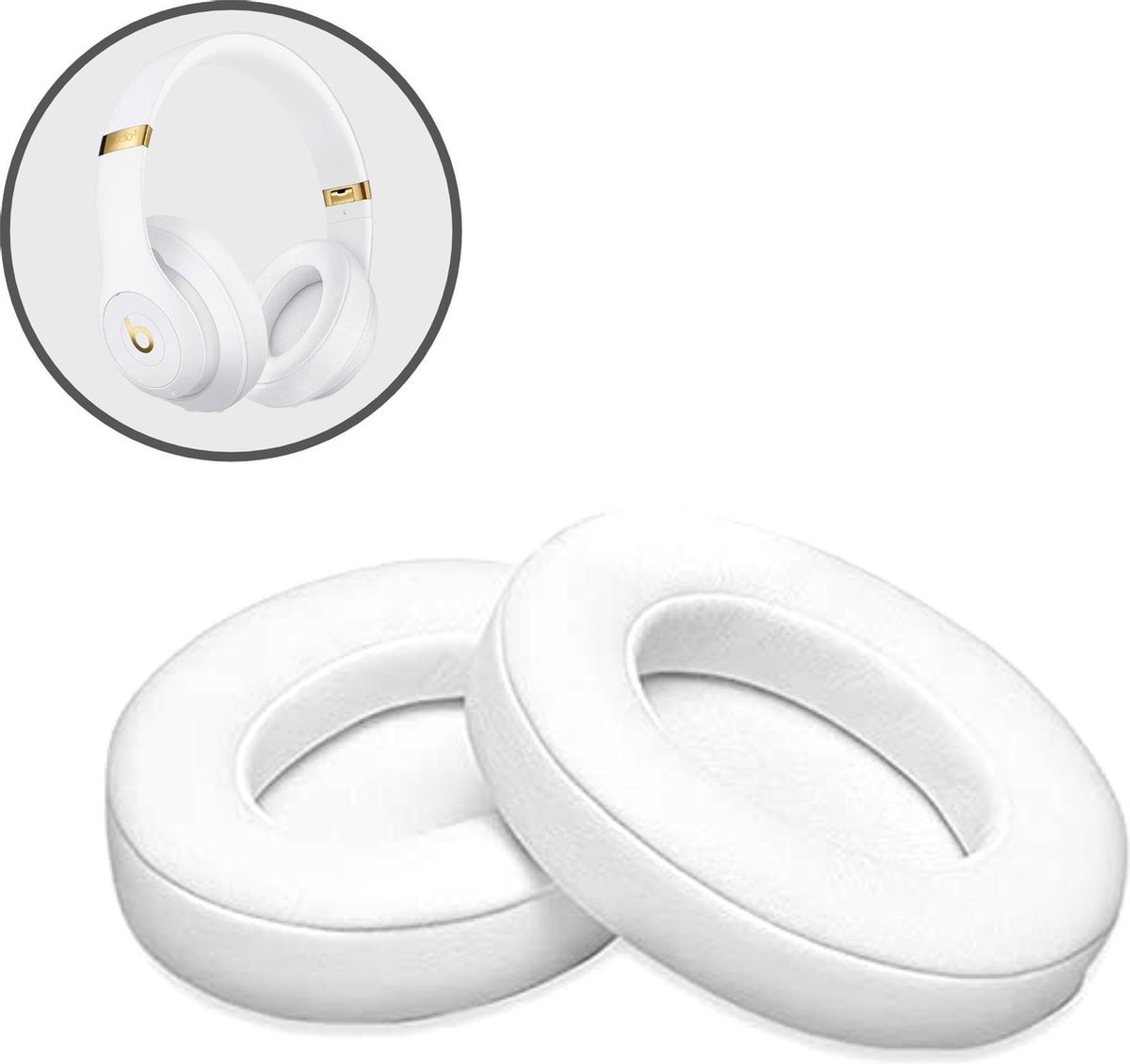 Oorkussens geschikt voor Beats By Dr. Dre Studio 2.0/3.0 wireless - Koptelefoon oorkussens voor Beats Studio wit