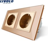 Livolo Design Wandcontactdoos | Tweevoudig | 2 Raams | EU | Goud