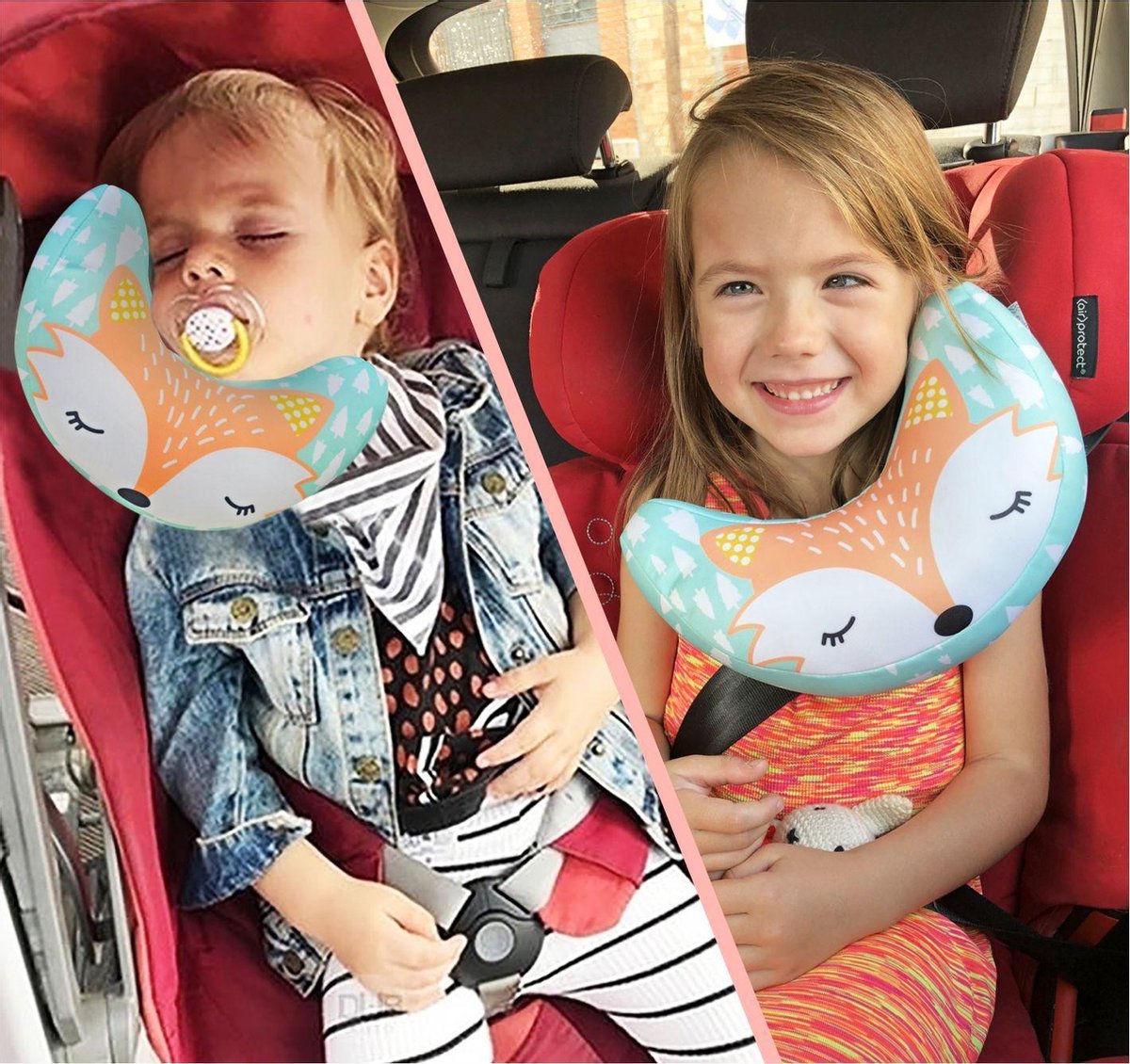 Oreiller de voyage pour bébé, coussin de nuque pour enfant, repose-tête pour  siège de voiture, voyage, avion avec housse de protection pour ceinture de  sécurité pour bébé de 6 à 24 mois 
