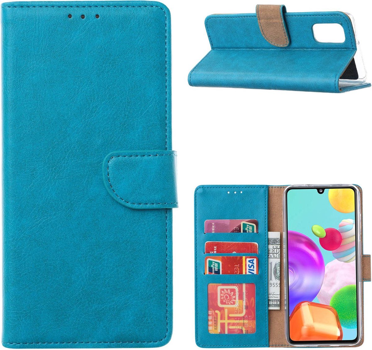 Samsung Galaxy A42 book case - cover - portemonnee hoesje - Samsung Galaxy A42 hoesje wallet hoes - BLAUW - EPICMOBILE