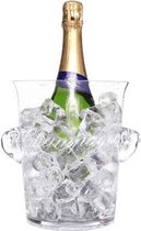 Champagne-emmer met tekst - ijsemmer - wijnkoeler - ø13,8xh20,7cm - glas